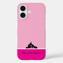 Pink iPhone Case with Cute Kitten Design iPhone 16ケース