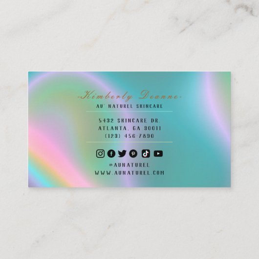 Pink Iridescent Holographic 名刺 (裏面)