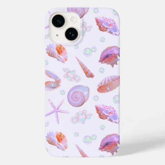 Pink Iridescent Mermaidcore Sea Shell Pearl Y2K Case-Mate iPhoneケース (裏面)