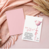 Pink It’s a Girl Teddy Balloon Shower 招待状