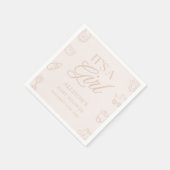Pink It's a Girl Elegant Hand Drawn Baby Shower スタンダードカクテルナプキン (角)