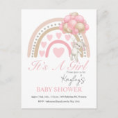 Pink It's a Girl Rainbow Budget Baby Shower ポストカード (正面)