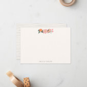 Pink Ivory Floral Bridal Shower Personalized ノートカード (正面/裏面インサイチュ)