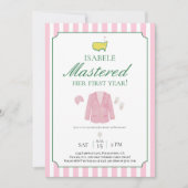 Pink Jacket Golf First Birthday Invitation サンキューカード (正面)