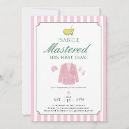Pink Jacket Golf First Birthday Invitation サンキューカード