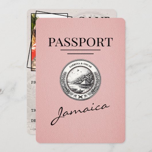 Pink Jamaica Passport日付の保存 セーブザデート (正面/裏面)
