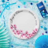 Pink Japanese Cherry Blossom Paper Plate ペーパープレート (パーティー)