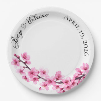 Pink Japanese Cherry Blossom Paper Plate ペーパープレート
