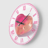 Pink Jelly Heart 3D Gummy Y2K Aesthetic Round Cloc ラージ壁時計 (傾斜)