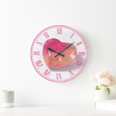 Pink Jelly Heart 3D Gummy Y2K Aesthetic Round Cloc ラージ壁時計 (ホーム)
