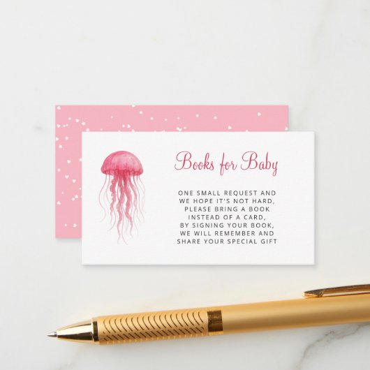 Pink Jellyfish Girl Baby Shower Books for Baby エンクロージャーカード (正面/裏面インサイチュ)