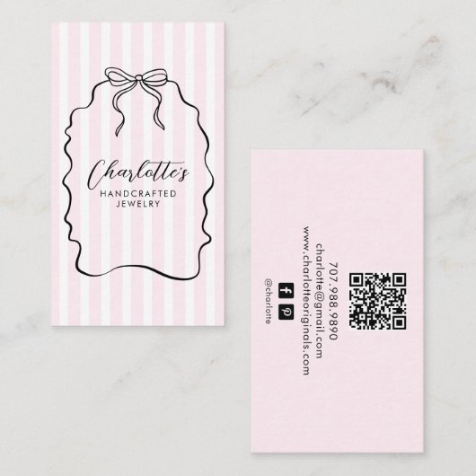 Pink Jewelry Designer Business Card 名刺 (正面/裏面)