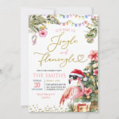 Pink Jingle and Flamingo Tropical Christmas 招待状 (正面)