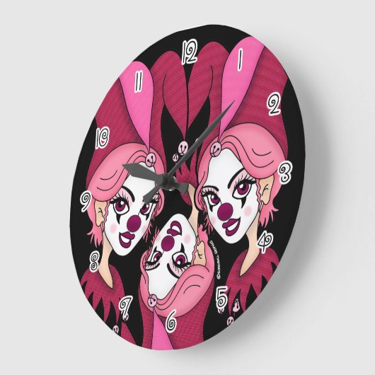 Pink Joker Jester ラージ壁時計 (傾斜)