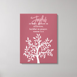 Pink Joyful Bible Verse Tree Religious キャンバスプリント