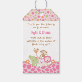 Pink Jungle Animals Baby Shower Favor Gift Tag ギフトタグ