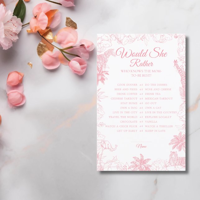 Pink Jungle Safari Baby Shower Would She Rather (クリエイターアップロード済み)