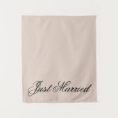 Pink Just Married Fabric Car Wedding Banner Sign タペストリー (正面)