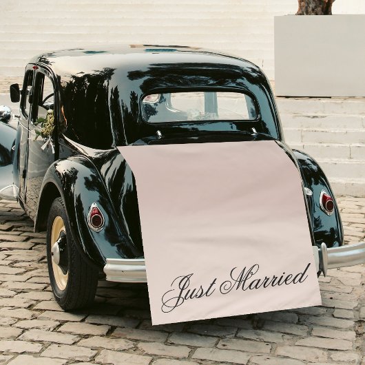 Pink Just Married Fabric Car Wedding Banner Sign タペストリー