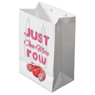 Pink Just One More Row Knitting ミディアムペーパーバッグ