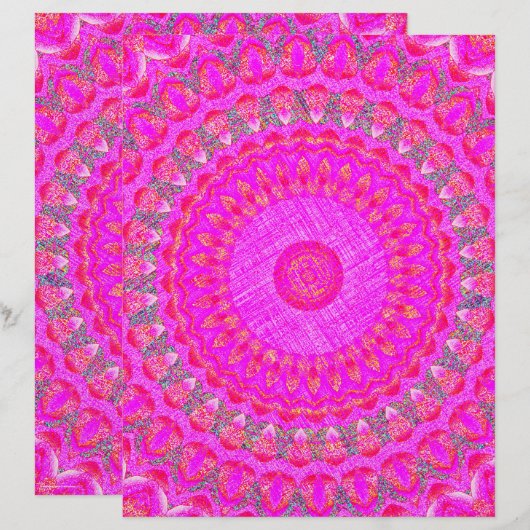 Pink Kaleidoscope Scrapbook Paper 2-Sided Page (正面/裏面)