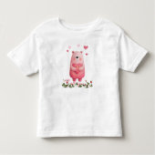 Pink Kawaii Bear with Hearts トドラーTシャツ (正面)