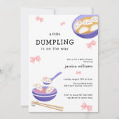Pink Kawaii Bow Bao Dumpling Girl Baby Shower  招待状 (正面)