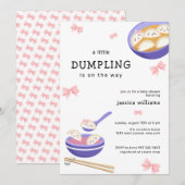 Pink Kawaii Bow Bao Dumpling Girl Baby Shower  招待状 (正面/裏面)