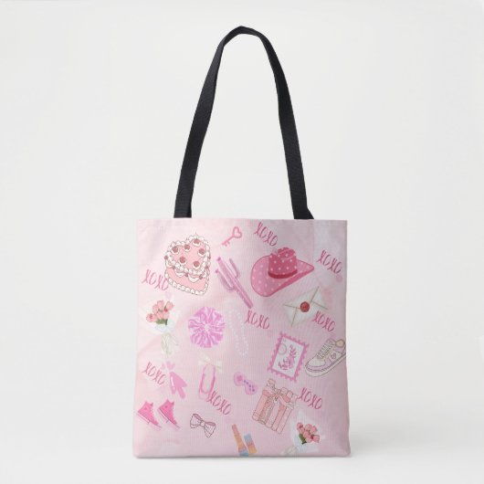 Pink Kawaii girly Tote Bag. トートバッグ (正面)