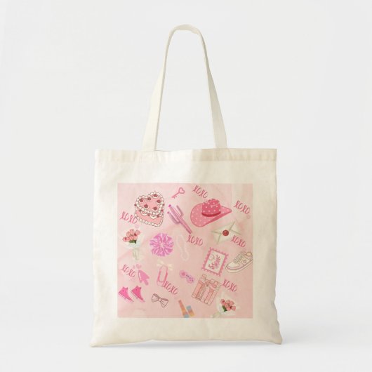 Pink Kawaii girly Tote Bag. トートバッグ (正面)