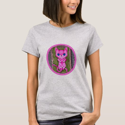 Pink kitten with long tail. tシャツ (正面)