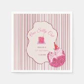 Pink Kitty Party One Silly Cat 1st Birthday スタンダードカクテルナプキン (正面)