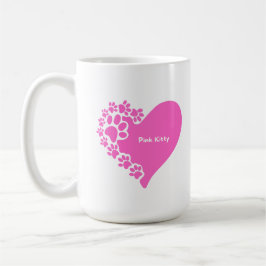 Pink Kitty paws heart mug for cat lover women コーヒーマグカップ