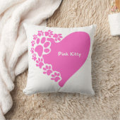 Pink Kitty paws heart pillow for cat lover women クッション (ブランケット)