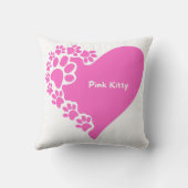 Pink Kitty paws heart pillow for cat lover women クッション (裏面)