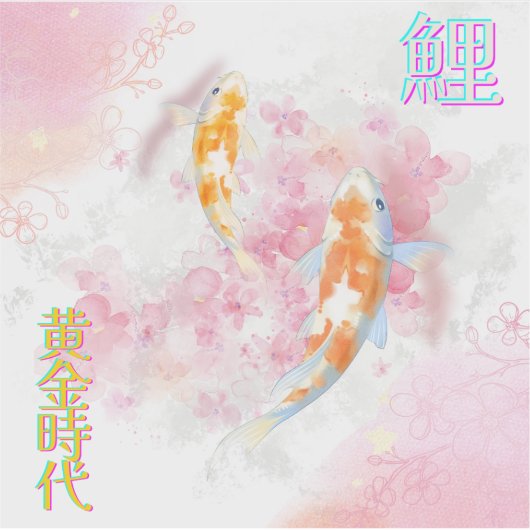 Pink Koi Climbing the Waterfall – Minimalist JP シール (正面)