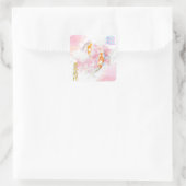  Pink Koi Climbing the Waterfall – Minimalist JP スクエアシール (バッグ)