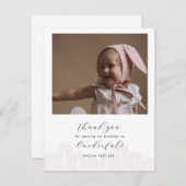 Pink Korean Dolの最初の誕生日の写真は感謝していあなた サンキューカード (正面/裏面)