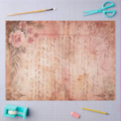 Pink Lace Grunge Old Letter Decoupage 薄葉紙 (クラフト)