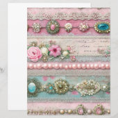 Pink Lace Stripes Junk Journal Scrapbook Paper (正面/裏面)