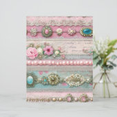 Pink Lace Stripes Junk Journal Scrapbook Paper (スタンド正面)