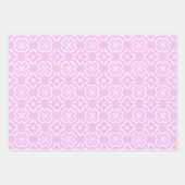Pink Lace & White Floral Lattice Pattern ラッピングペーパーシート (正面)