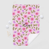 Pink Lacy Daisy Personalized Golf Towel ゴルフタオル (インサイチュ)