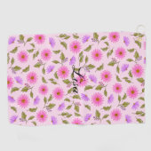 Pink Lacy Daisy Personalized Golf Towel ゴルフタオル (横)