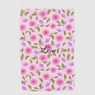 Pink Lacy Daisy Personalized Golf Towel ゴルフタオル