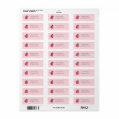 Pink Lady Bug Hand-Painted Return Address Labels ラベル (フルシート)