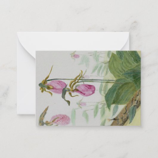 Pink Lady Slipper Flat Notecard  ノートカード (正面)
