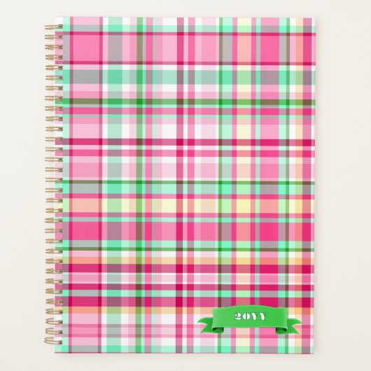Pink Lady Slipper Plaid プランナー手帳 (正面)