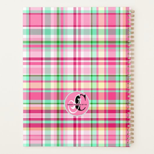 Pink Lady Slipper Plaid プランナー手帳 (裏面)