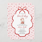 Pink ladybug Baby Shower Girl 招待状 (正面/裏面)